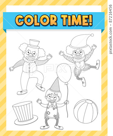 Circus doodle outline for colouring printable Circus doodle outline for colouring printable 87216456
