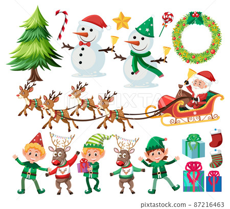 Christmas set with tree and decorations Christmas set with tree and decorations 87216463