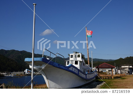 One bonito fishing boat on display One bonito fishing boat on display 87216559
