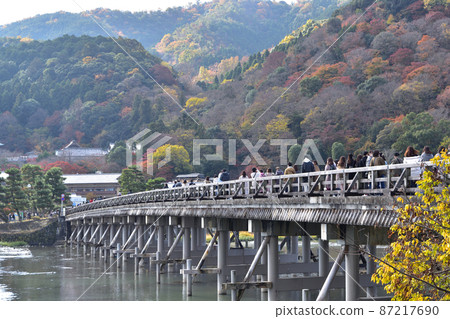 京都嵐山渡月京的紅葉 京都嵐山渡月京的紅葉 87217690