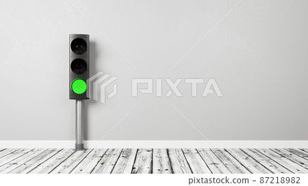 Green Traffic Light in the Room with Copy Space Green Traffic Light in the Room with Copy Space 87218982
