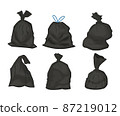 Set of Black plastic garbage bags vector illustration 87219012