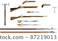 Set of pirates boarding weapon vector illustration 87219013