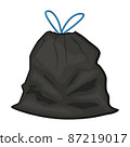 Black plastic garbage bag vector illustration in a cartoon flat style 87219017