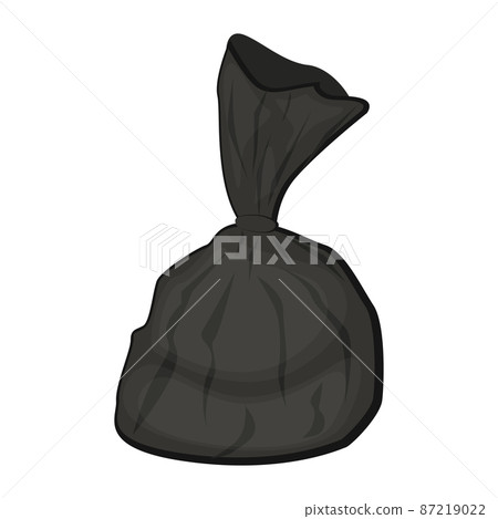 Black plastic garbage bag vector illustration in a cartoon flat style 87219022