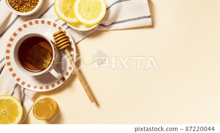 healthy breakfast with honey lemon slice 87220044