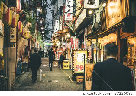 view street city night with people lights view street city night with people lights 87220085