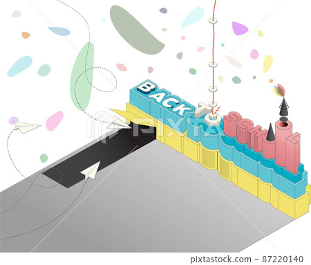 Illustration of a school building with the words Back to school. Funny bright vector poster welcoming students. Set with colorful titles and various school subjects in different color backgrounds Illustration of a school building with the words Back to school. Funny bright vector poster welcoming students. Set with colorful titles and various school subjects in different color backgrounds 87220140
