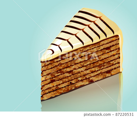 illustration of famous austrian hungarian esterhazy cake piece on blue background, Vector illustration illustration of famous austrian hungarian esterhazy cake piece on blue background, Vector illustration 87220531