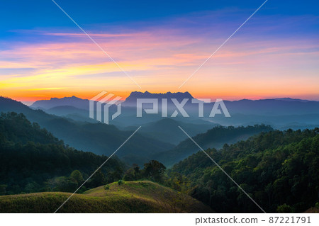 Doi Luang Chiang Dao mountains at sunrise in Chiang mai, Thailand. 87221791