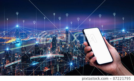 Smart connection network system, smart city network concept, 5G wireless connection. Smart connection network system, smart city network concept, 5G wireless connection. 87221795