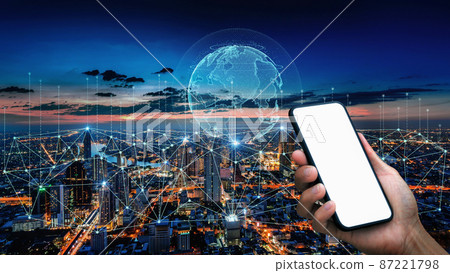 Smart connection network system, smart city network concept, 5G wireless connection. Smart connection network system, smart city network concept, 5G wireless connection. 87221798