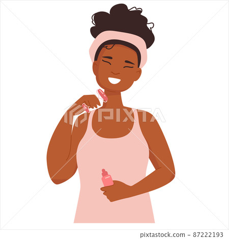 Cute Girl Does Facial Massage for Healthy Skin Cute Girl Does Facial Massage for Healthy Skin 87222193