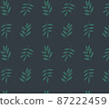 Palm branches pattern on dark green background, vector image 87222459