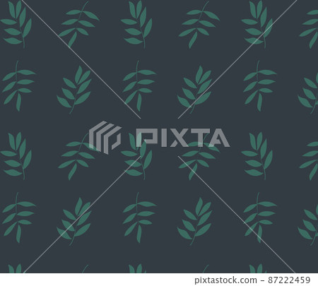 Palm branches pattern on dark green background, vector image Palm branches pattern on dark green background, vector image 87222459