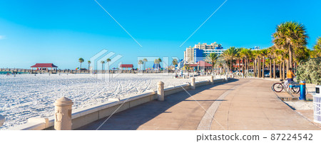 Clearwater beach with beautiful white sand in Florida USA Clearwater beach with beautiful white sand in Florida USA 87224542