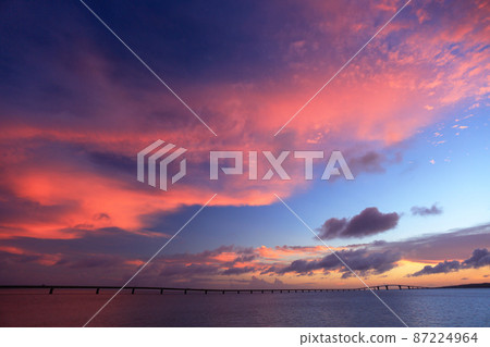 Okinawa: Sunset over Irabu Island Miyakojima 87224964