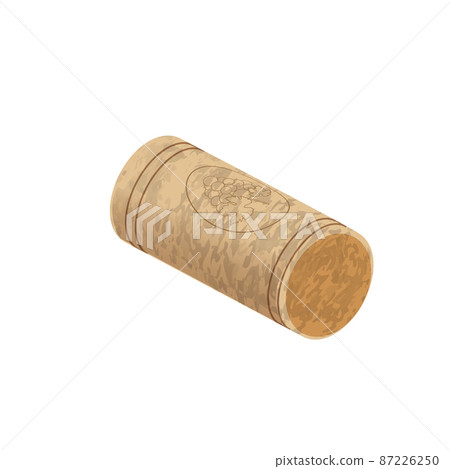 Isometric vector illustration of cork from wine bottle with corc texture isolated on white 87226250