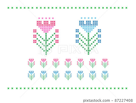 Embroidery illustration flower set Embroidery illustration flower set 87227408