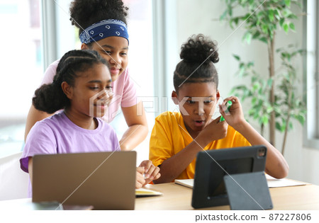African american kids using social media for education concept. African american kids using social media for education concept. 87227806