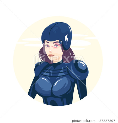 pilot girl wearing helmet and futuristic uniform 87227807
