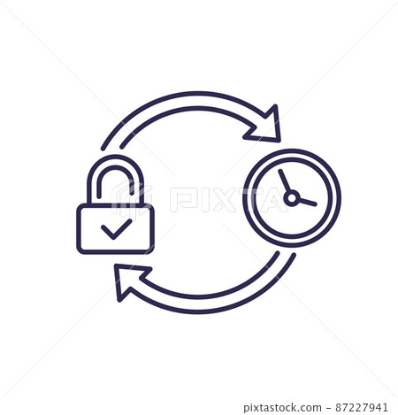 lock and time line icon on white 87227941