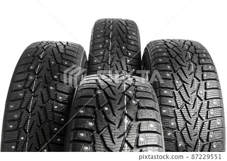 winter tires set isolated on white winter tires set isolated on white 87229551