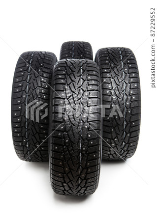 winter tires set isolated on white winter tires set isolated on white 87229552