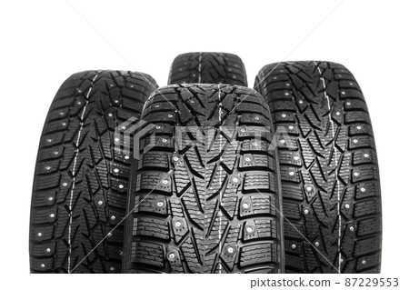 winter tires set isolated on white winter tires set isolated on white 87229553