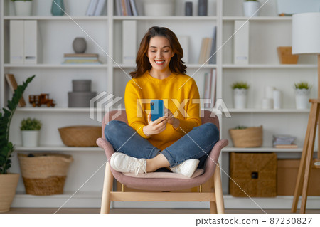 woman is using phone woman is using phone 87230827