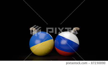 The bomb  Ukraine and Russia flag for business or war concept 3d rendering 87230890