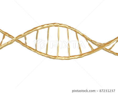 Segment of golden DNA structure on white background 87231237