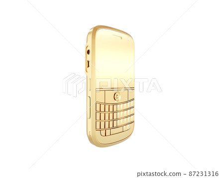 conceptual image of a gold phone isolated on a white background. 3d render 87231316