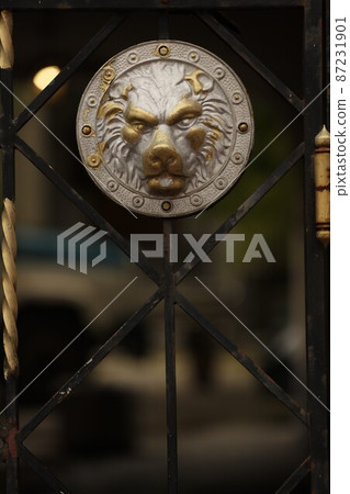 beautiful wrought iron gates, the head of a lion beautiful wrought iron gates, the head of a lion 87231901