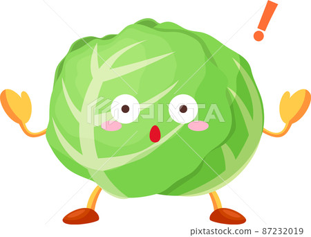 一個驚訝的可愛捲心菜角色的插圖 87232019