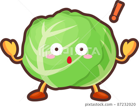 一個驚訝的可愛捲心菜角色的插圖 一個驚訝的可愛捲心菜角色的插圖 87232020