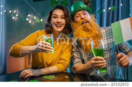 couple celebrating St. Patrick's Day 87232072