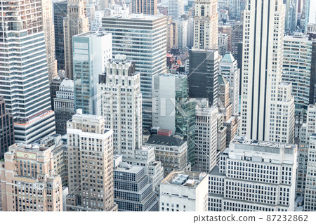 New York City skyscrapers in midtown Manhattan aerial panorama view 87232862