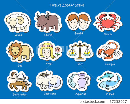 12 constellations cute icon white edge 12 constellations cute icon white edge 87232927