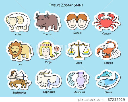 12星座可愛圖標白邊 87232929