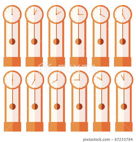 Set of table clock icons with pendulum 87233784
