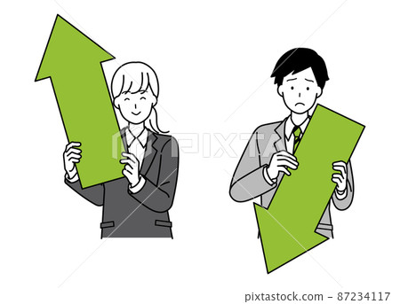 Arrow up / down business men and women set - Stock Illustration ...