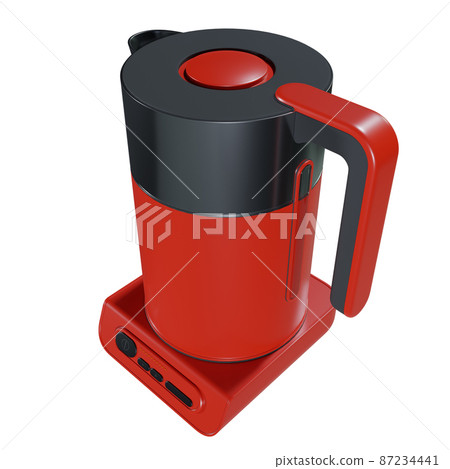 Red electric kettle on white background. Kitchen equipment 87234441
