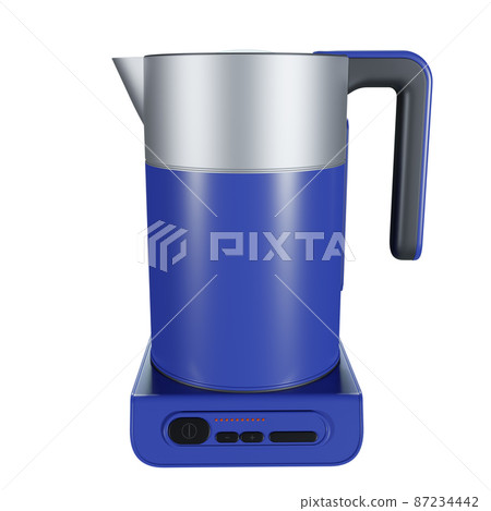Blue electric kettle on white background. Kitchen equipment 87234442