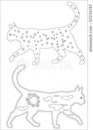 Coloring Page Outline Of cartoon fluffy cat. Coloring book for kids Coloring Page Outline Of cartoon fluffy cat. Coloring book for kids 87234787