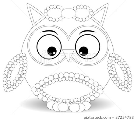 Coloring book for adult and older children. Coloring page with cute owl. Coloring book for adult and older children. Coloring page with cute owl. 87234788