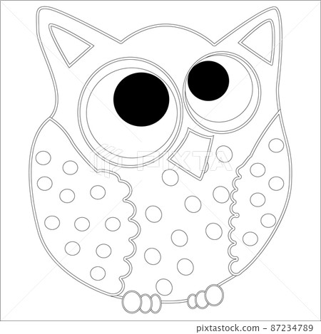 Coloring book for adult and older children. Coloring page with cute owl. 87234789