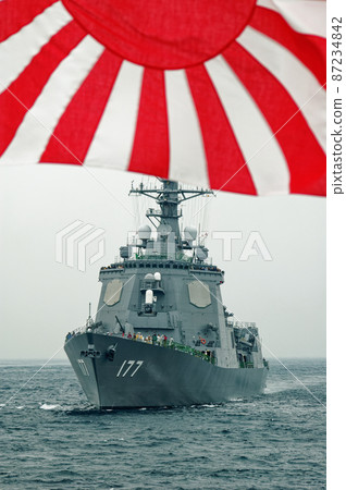 海上自衛隊艦隊審查護航艦隊旭日旗宙斯盾艦 海上自衛隊艦隊審查護航艦隊旭日旗宙斯盾艦 87234842