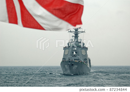 Maritime Self-Defense Force Fleet Review Escort Fleet Rising Sun Flag Aegis Ship Maritime Self-Defense Force Fleet Review Escort Fleet Rising Sun Flag Aegis Ship 87234844