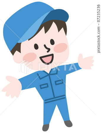 一個微笑的工人的插圖 一個微笑的工人的插圖 87235236